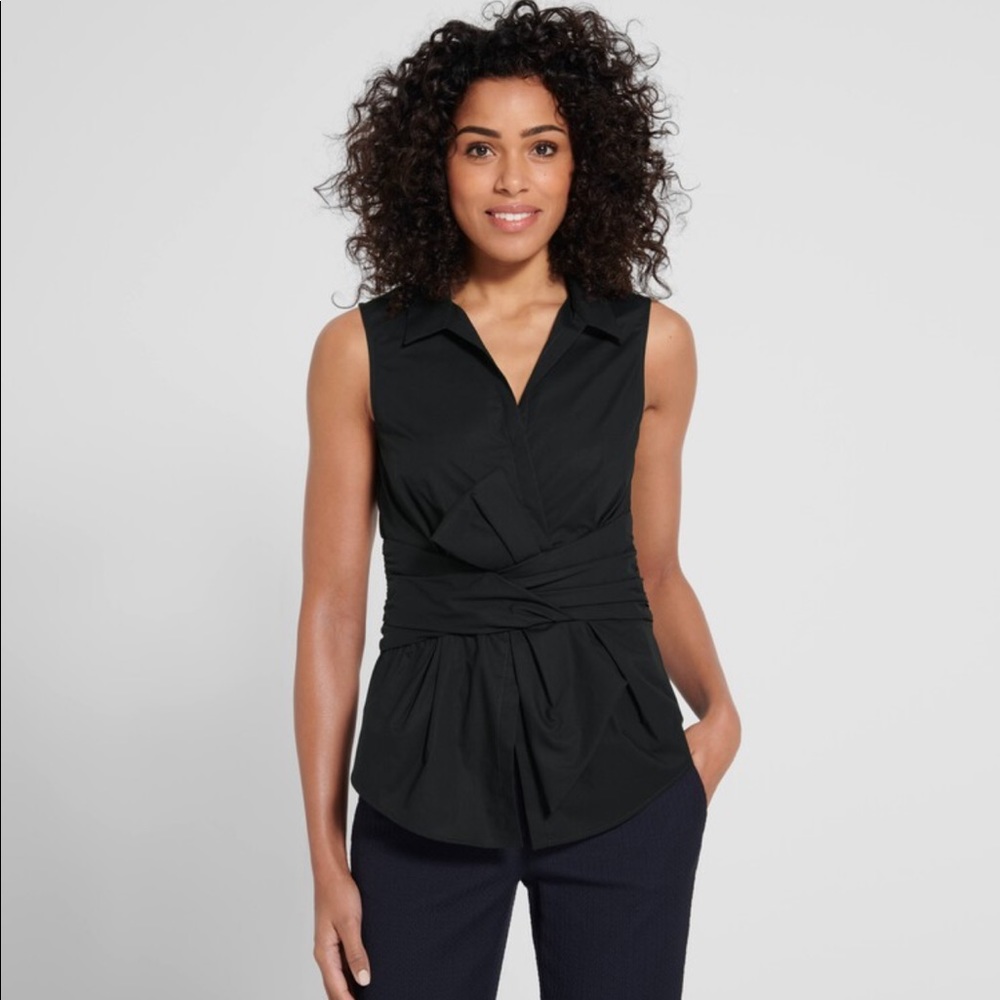 NY&Co Black Stretch Poplin Blouse